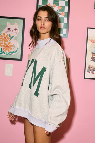 The 'GYM & BED' Print Reversible Mockneck Sweatshirt