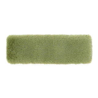 Sage green faux fur rectangular headband with soft plush texture