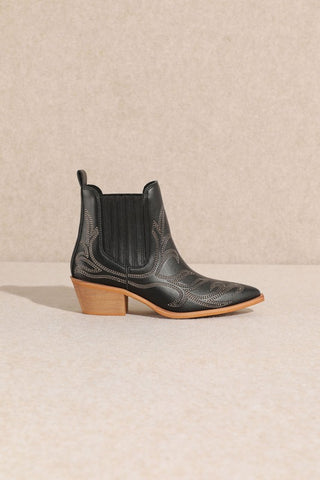 The Brielle Black Ankle Western Booties