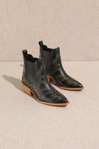 The Brielle Black Ankle Western Booties