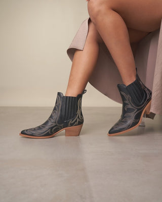 The Brielle Black Ankle Western Booties