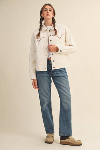 The Evie Floral Embroidered Corduroy Jacket