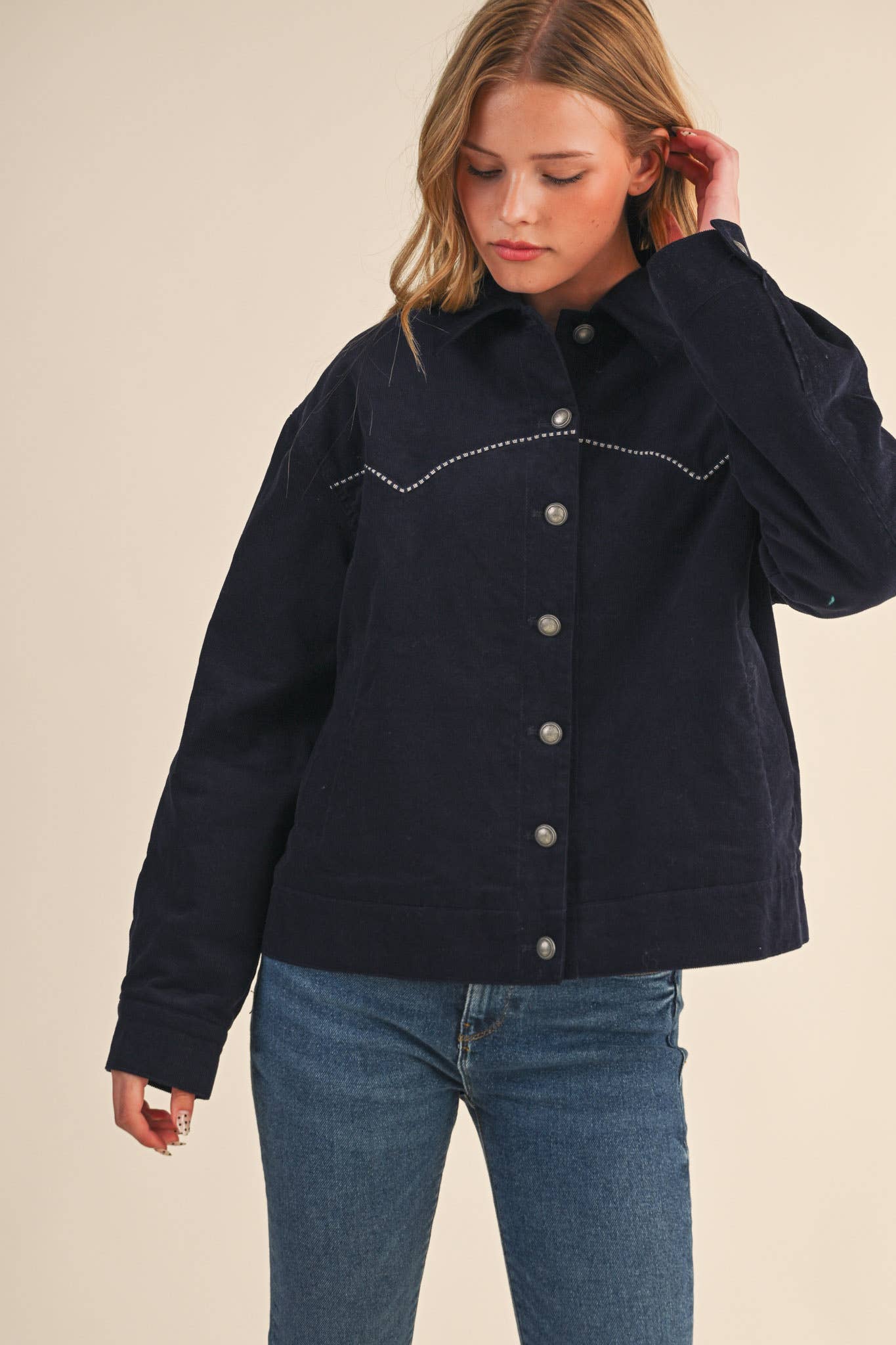 The Evie Floral Embroidered Corduroy Jacket