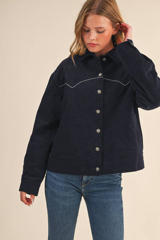 The Evie Floral Embroidered Corduroy Jacket