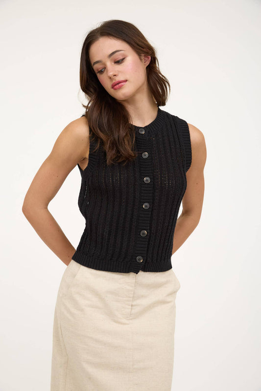The Kate Button Down Sleeveless Knit