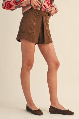 The Jacey Studded Suede Skort
