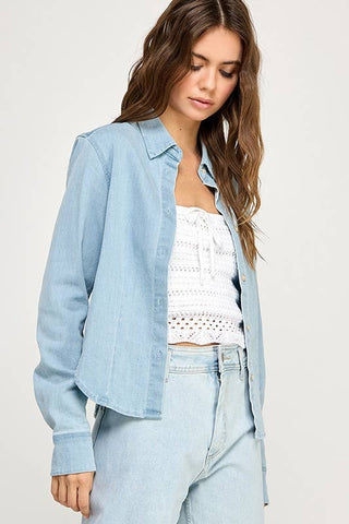The Sara Semi-Fitted Denim Shirt – Women's Denim Top