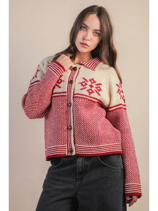 The Glacier Sky Cardigan - Red