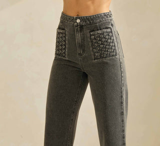 The Alaina Denim Pants with Woven Pocket Detail