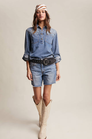 The Prairie Rose Denim Popover