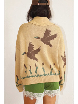 The Lucky Duck Knit Zip-Up Cardigan
