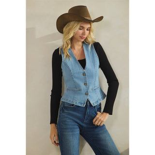 The Riley Stretch Denim Vest