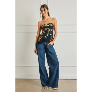 The Heidi Floral Asymmetrical Lace Hem Tube Top