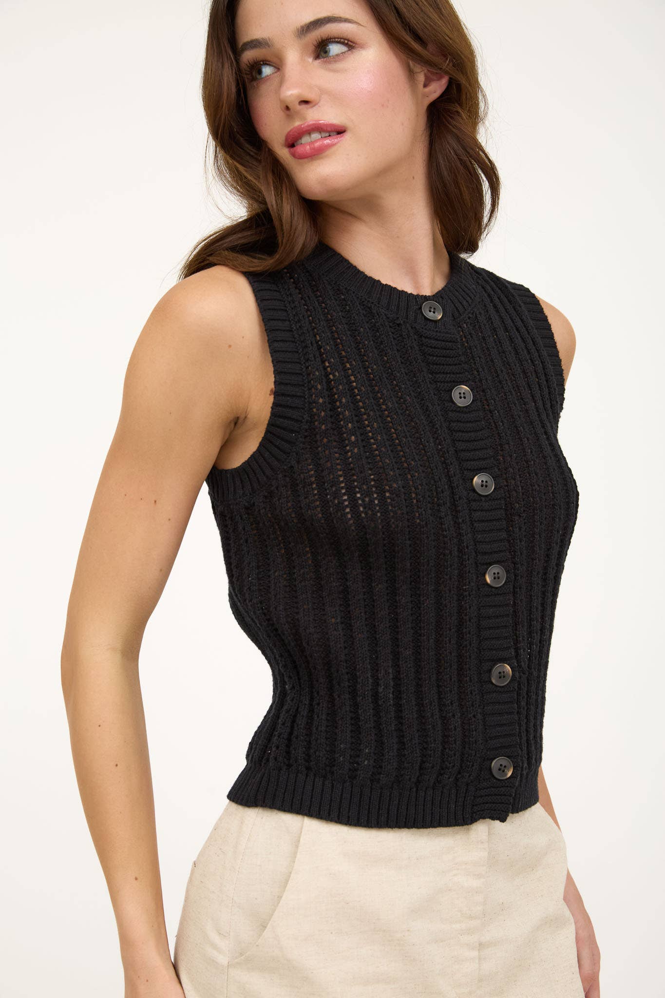 The Kate Button Down Sleeveless Knit