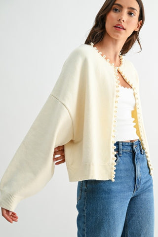 The Ava Pearl Embellished Cardigan