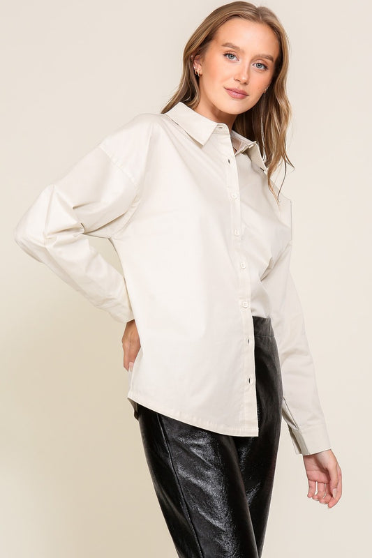 White BASIC BUTTON DOWN SHIRT