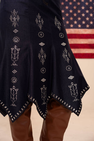 The Sonya Studded Denim Skirt
