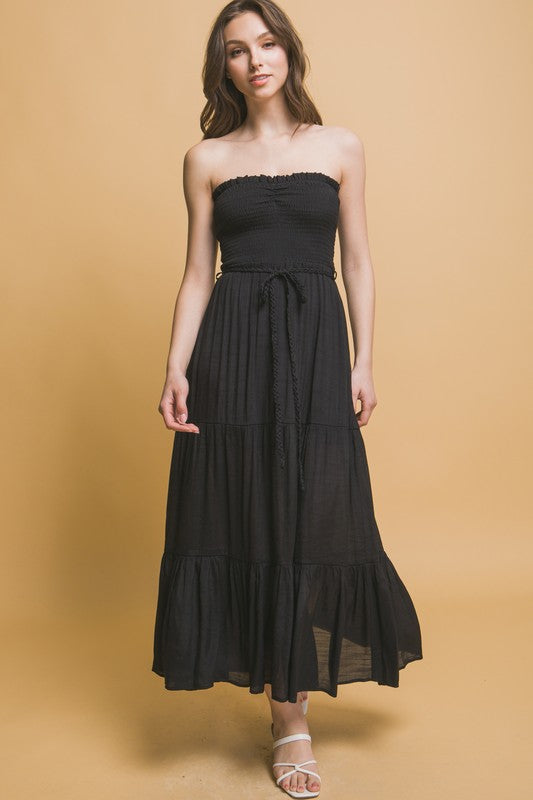 The Shannon Smocked Strapless Maxi Dress