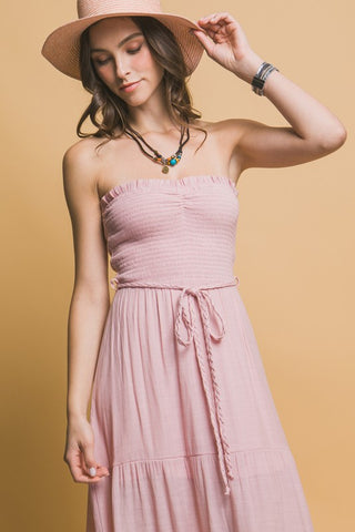 The Shannon Smocked Strapless Maxi Dress