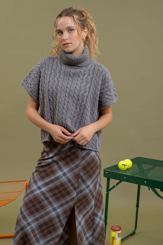 The Hudson Cableknit Turtleneck Sweater – Grey