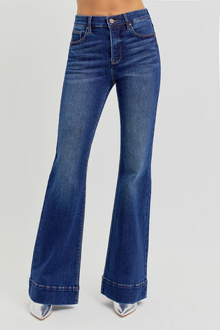 The Trisha Tummy Control High Rise Flare Elastic Band Jeans