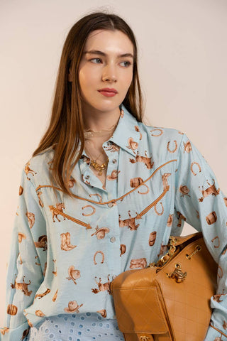 The Stampede Western Printed Button-Up Shirt