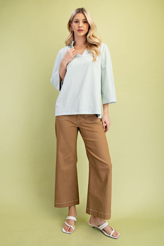 The Stacey Ruffled Neck Blouse in Sage