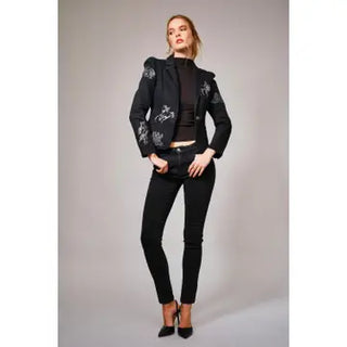 The Augusta Stretch Embroidered Denim Blazer