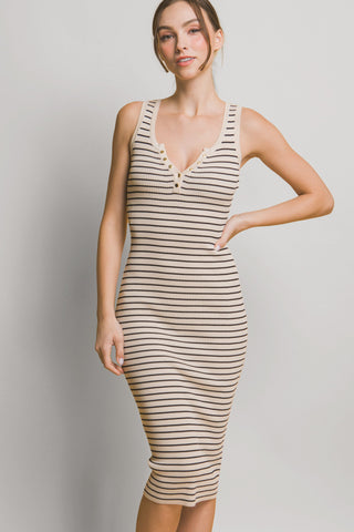 The Cameron Striped Knit Bodycon Midi Dress