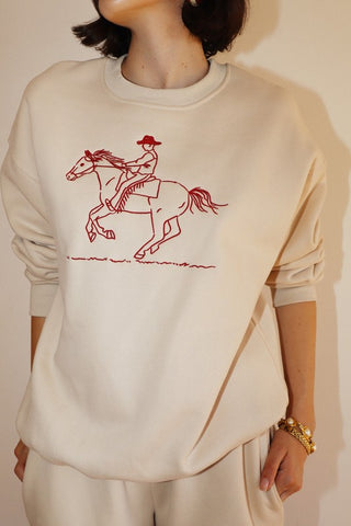 The Embroidered Galloping Horse Graphic Sweatshirt