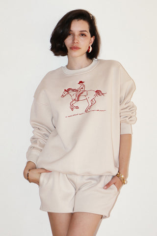 The Embroidered Galloping Horse Graphic Sweatshirt