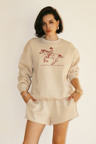 The Embroidered Galloping Horse Graphic Sweatshirt