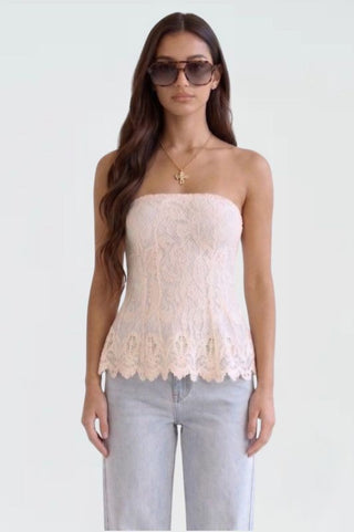 The Crochet Trim Pleated Tube Top