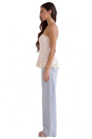 The Crochet Trim Pleated Tube Top