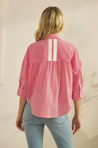 Pinstripe Shirt with Contrast White Stripe Back Blouse