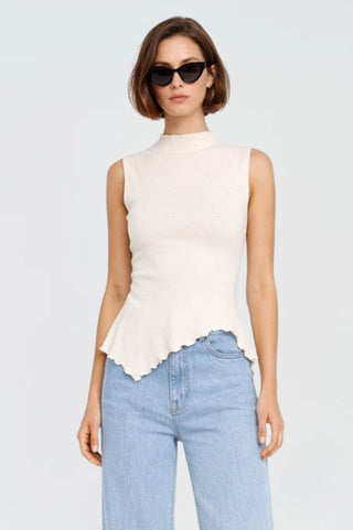 The Ruffle Trim Sleeveless Sweater Top