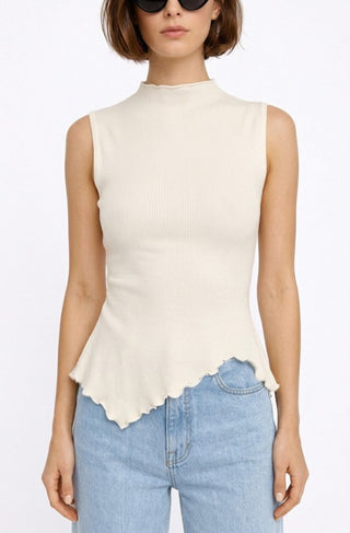The Ruffle Trim Sleeveless Sweater Top