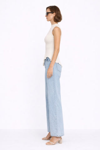 The Ruffle Trim Sleeveless Sweater Top