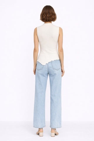 The Ruffle Trim Sleeveless Sweater Top