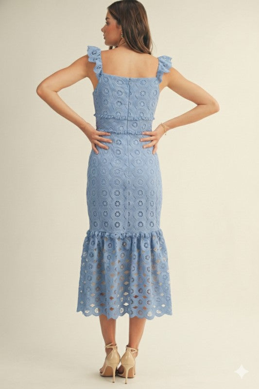 The Beatrice Eyelet Lace Midi Dress
