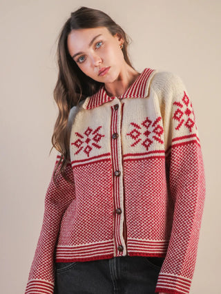 The Glacier Sky Cardigan - Red