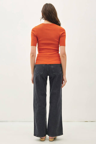 The Classic Solid Half Sleeve Rib Knit Top