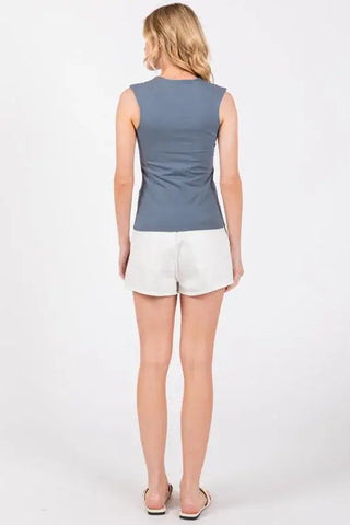 The Faye Double Layer Cotton V-Neck Top
