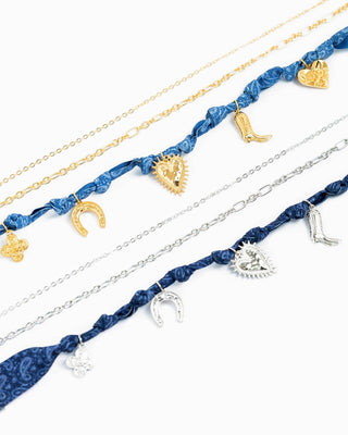 Western Denim Bandana Scarf Necklace