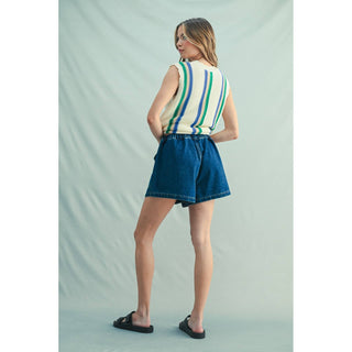 The Parker Denim Drawstring Shorts Set