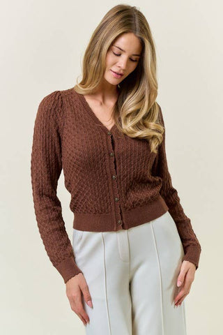 The Savannah Button Cardigan with Rose Buttons