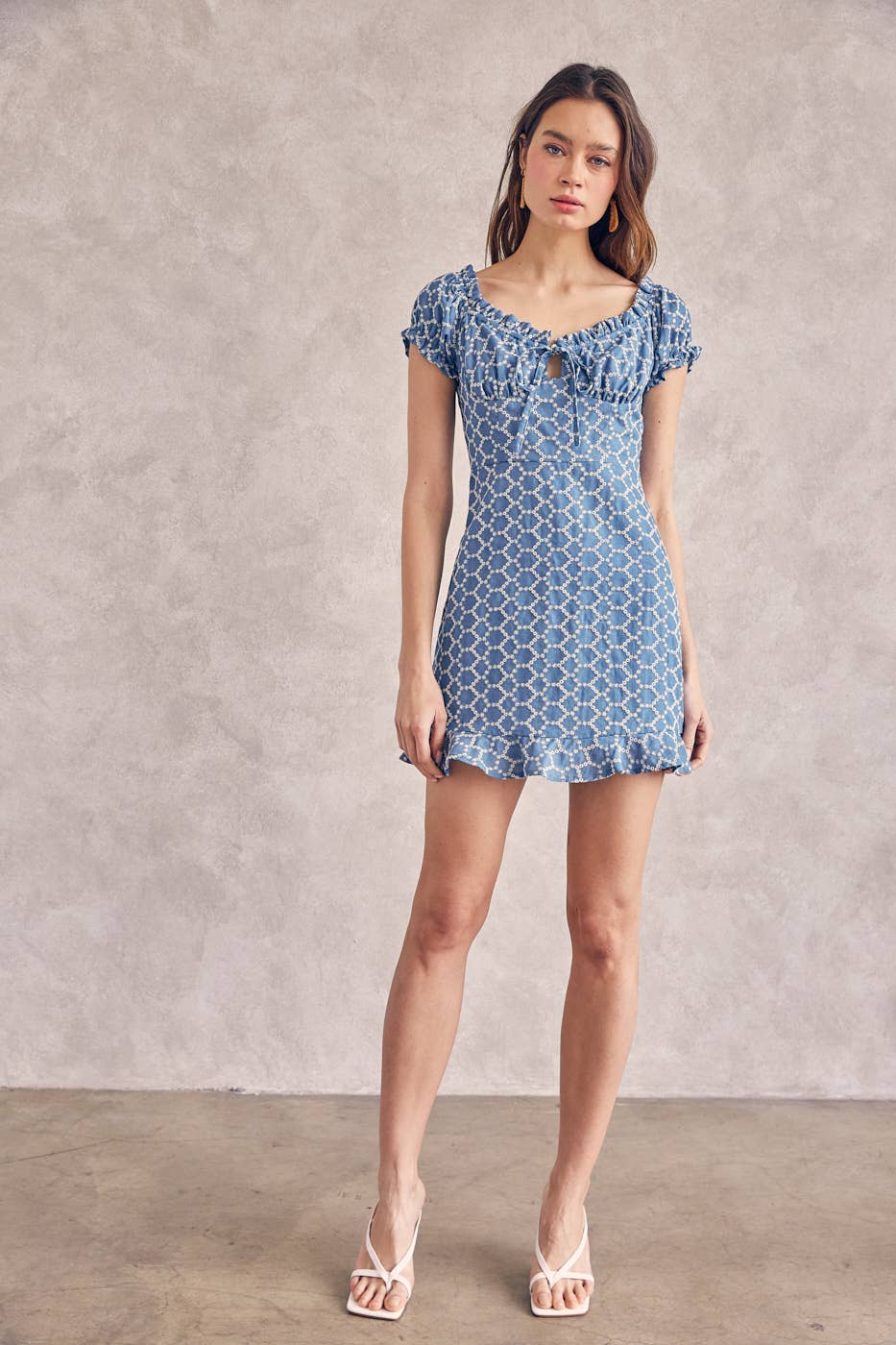 The Bailey Denim Blue Eyelet Minidress