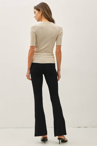 The Classic Solid Half Sleeve Rib Knit Top