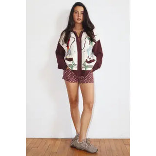 The Rodeo Scene Cream & Brown Knit Zip-Up Cardigan