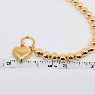 The Heart Charm 18K Gold Plated Beaded Bracelet